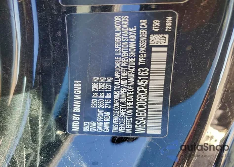 2024 BMW M8 z USA, uszkodzony, nr VIN WBSAE0C06RCP45163